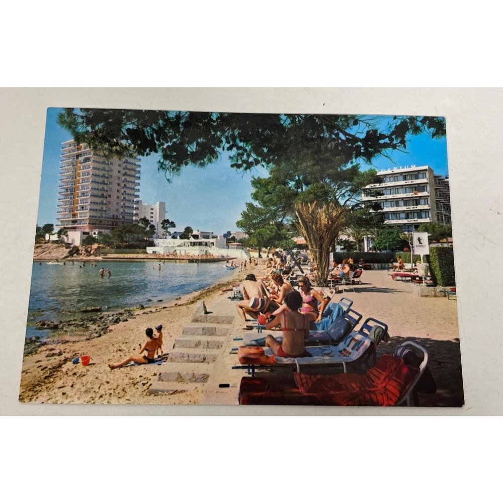 Vintage Palma De Mallorca Beach Scene Postcard Palma Nova 1980s Unused